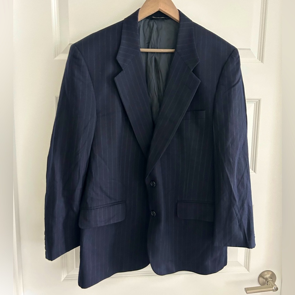 Burberry Pinstripe Blazer Navy Blue Size 42R